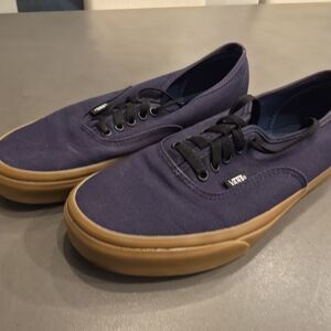 Vans Men's Navy Canvas Sneakers with Gum Sole